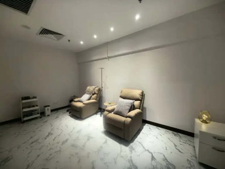 IV therapy suite with recliner chairs at RenewLife Healthcare, Petaling Jaya